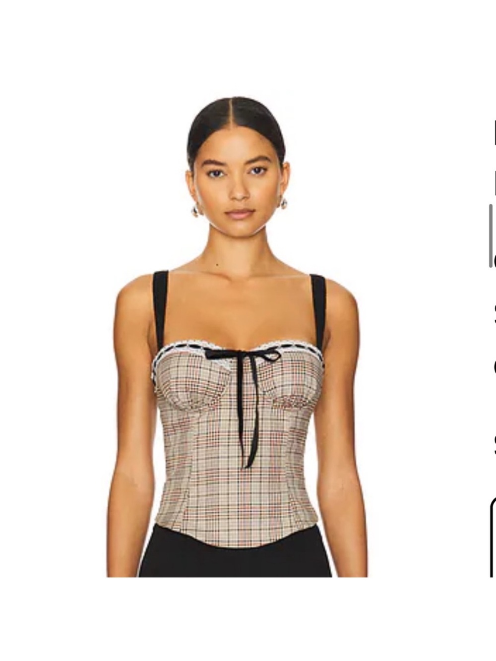 More To Come Plaid Bustier Corset Top Womens S Tie Front Coquette Academia - Picture 2 of 8